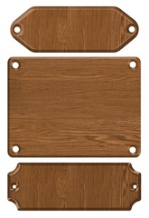 wooden banner isolated on white background set