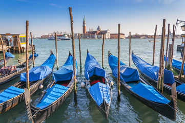 Fototapeta na wymiar Gondolas and San Giorgio Maggiore, Venice