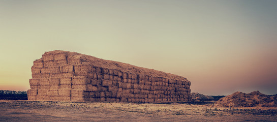 haystack after the harvest of wheat, natural panoramic backgroun © ver0nicka