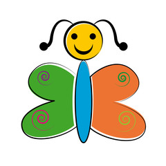 Vector logo abstract happy butterfly