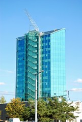 Fototapeta na wymiar Skyscraper in Vilnius city center Ukmerges street