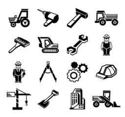 Vector construction black silhouette icon set