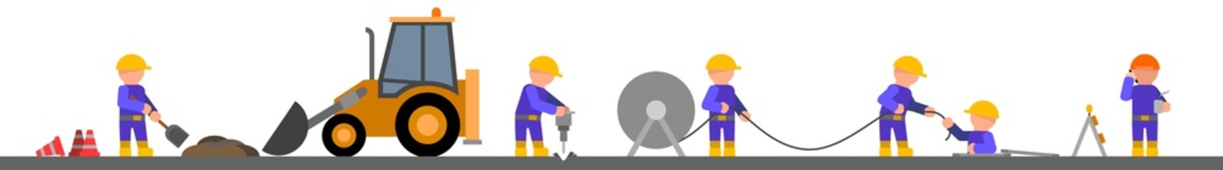 Road works - vector illustration on white background