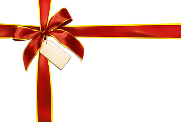 Red gift ribbon on white background