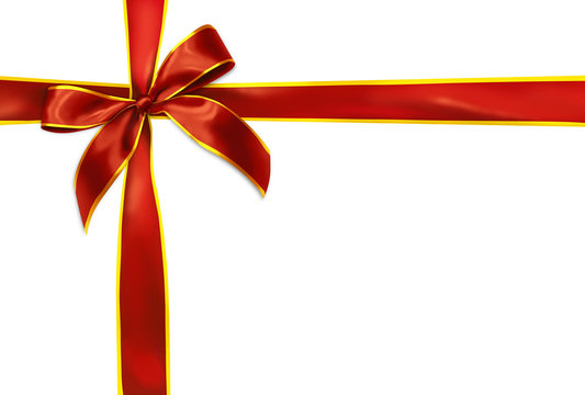 Red gift ribbon on white background