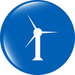 wind turbine icon, web button isolated on white