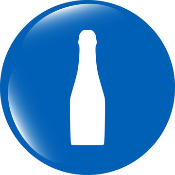 bottle with drink - icon glossy button isolated