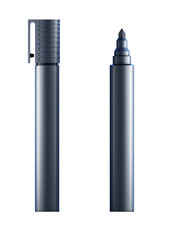 Two black pen with cover and without cover