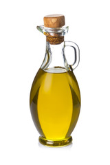 Botella aceite de oliva virgen extra aislada sobre fondo blanco