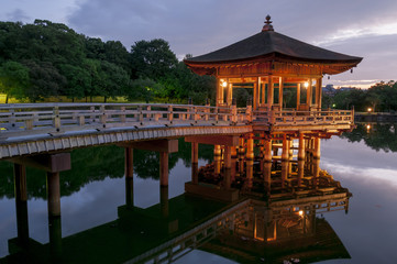 Ukimido Pavilion and the reflections in the lake, Nara, Japan