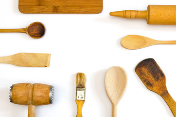 wooden kitchen utensils building a frame