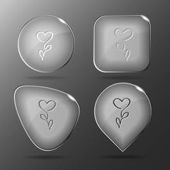 Flower-heart. Glass buttons. Vector illustration.