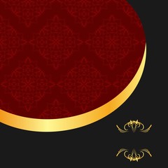 Illustration the black gold red invitation frame for elegant des
