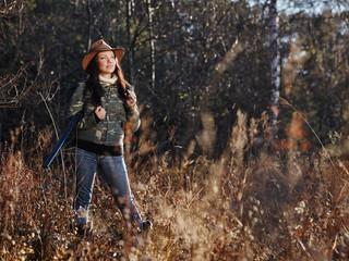 Naklejka premium Female duck hunter