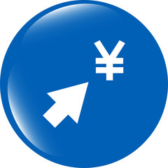 Yen currency symbol and arrow web button icon