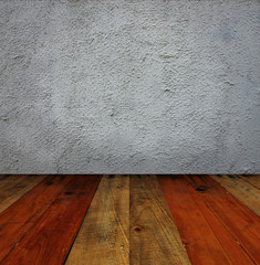 grey cement and wood floor