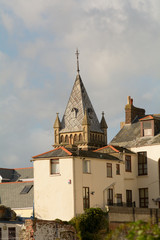 Church spire in town