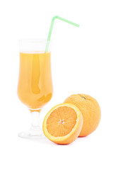 Ripe orange with juice