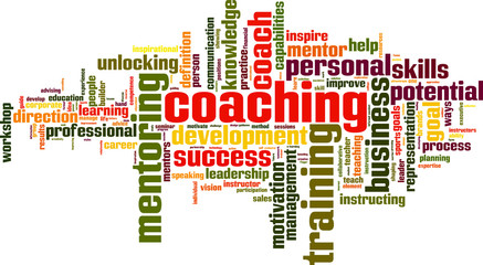 Coaching word cloud concept. Vector illustration