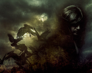 Paranormal, man with long hair and black coat