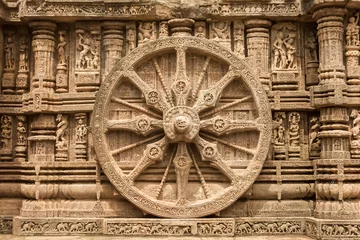 Door stickers Place of worship A chariot wheel at the sun temple at Konark.