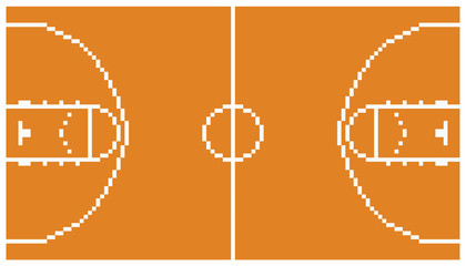 Obraz premium pixel art basketball sport court layout retro 8 bit illustration