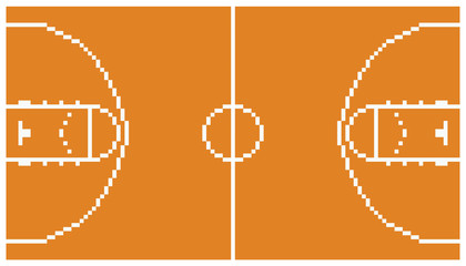 Obraz premium pixel art basketball sport court layout retro 8 bit illustration