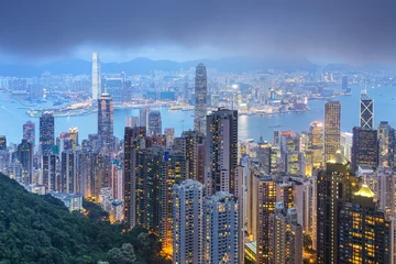 Schilderijen op glas Hong Kong, China City Skyline © SeanPavonePhoto