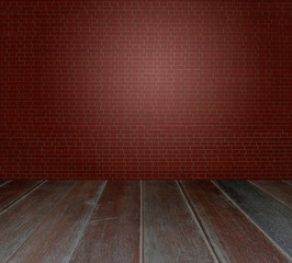 brown brick block wall and perspective view floor