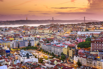 Lisbon, Portugal Skyline at Dusk