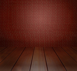 brown brick block wall and perspective view floor