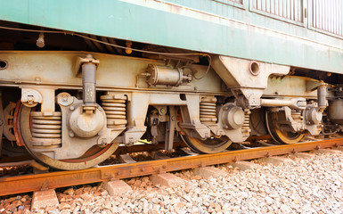 Fototapeta na wymiar Old train wheel on a track