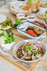 Thai style hot and spicy salmon salad