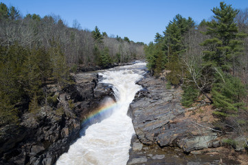 Ashokan Reservoir Spillway Waterfall with rainbow.