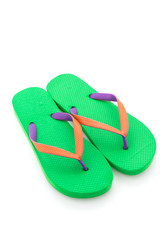 Green flip flop isolated on white background