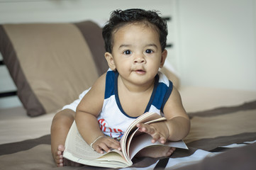 Cute boy  reading