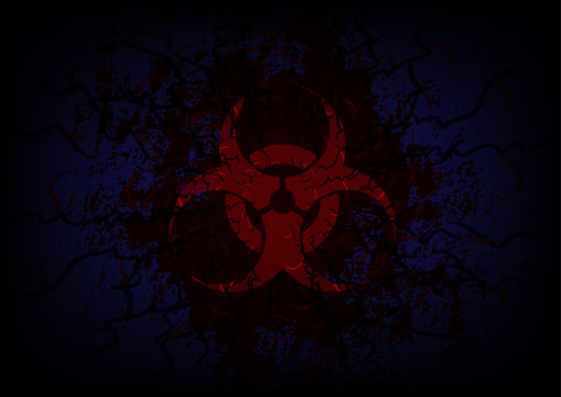 biohazard symbol on bloody background