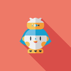 Pet fish and girl friendship flat icon with long shadow,eps10