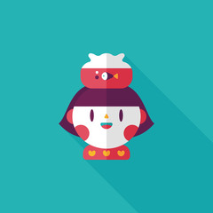 Pet fish and girl friendship flat icon with long shadow,eps10