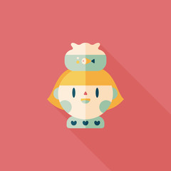 Pet fish and girl friendship flat icon with long shadow,eps10
