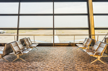 The area of concourse or terminal lounge of the airport