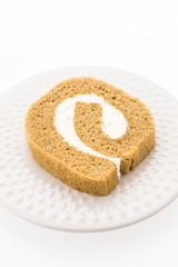 Jam roll cake isolated on white background