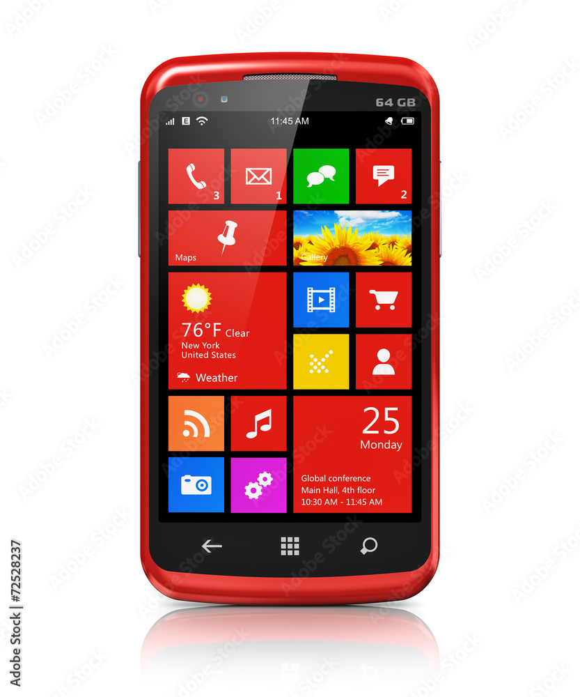 Poster modern smartphone with touchscreen interface