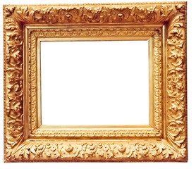 antique golden frame isolated on white background