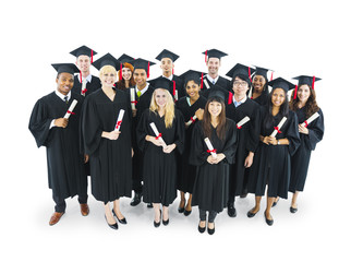 Graduates Students Holding Their Diploma