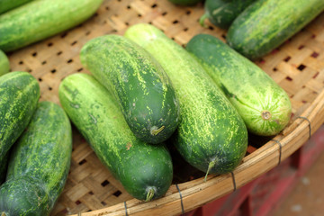 Fresh cucumber in the market