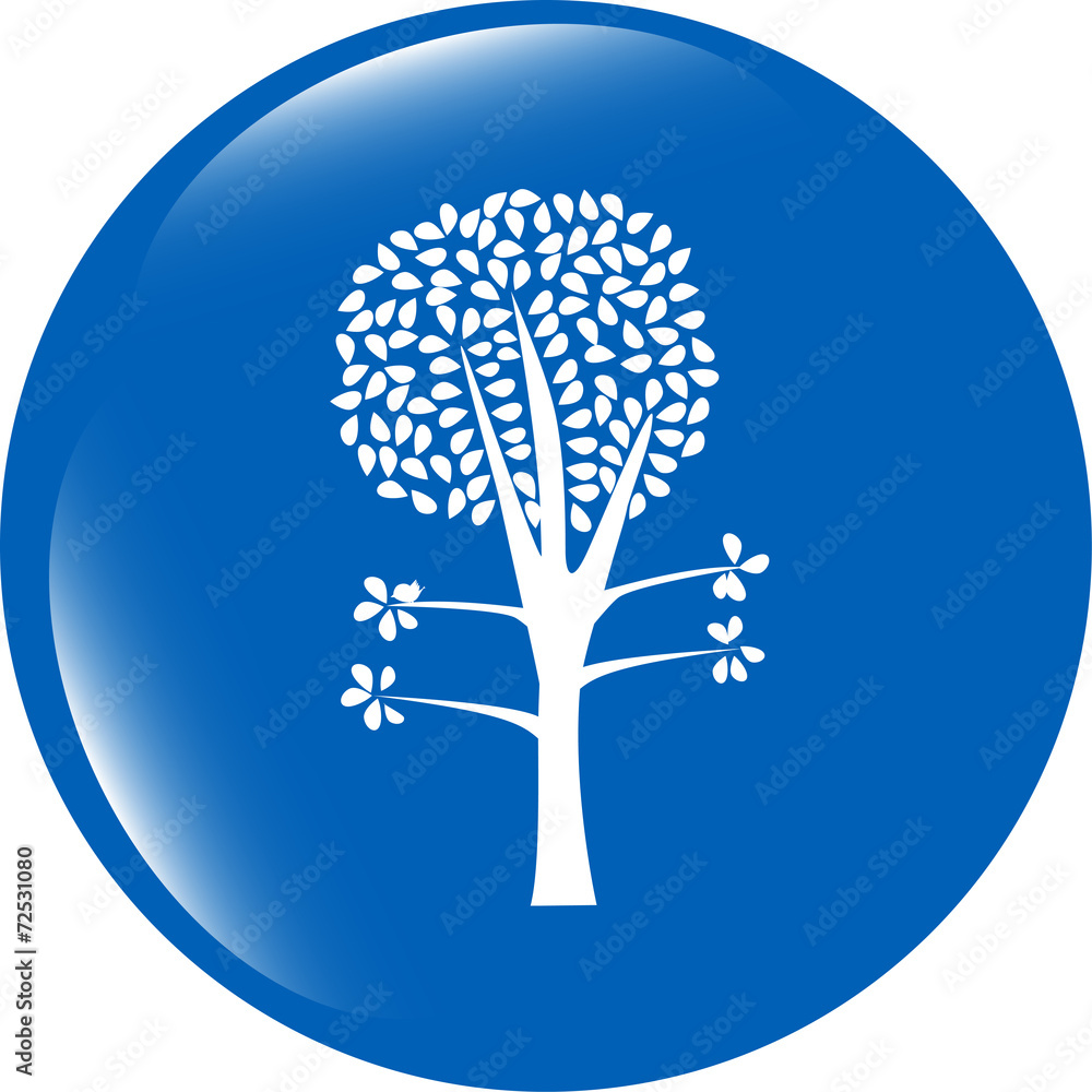 Poster tree on icon button isolated on white