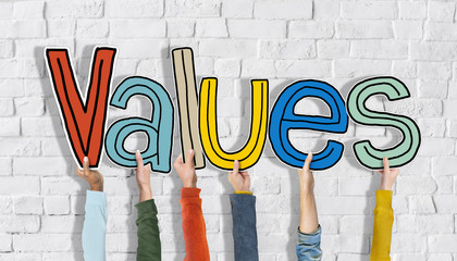 Group of Hands Holding Word Values