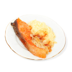 Fish and potato closeup