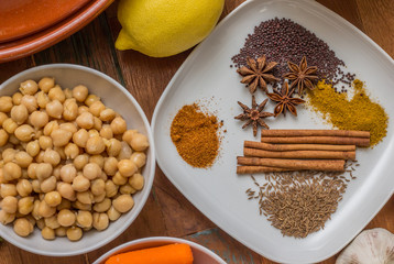 Moroccan spices and chick peas